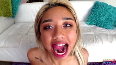 Petite blonde Gia Dibella spreads wide for intimate anal play