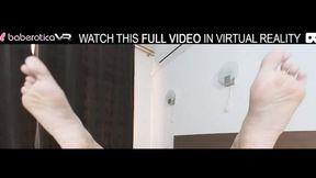 Solo brunette with big tits Legazi Divine masturbates with a glass dildo in VR.