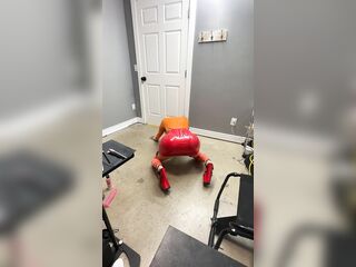 Velma riding her much loved chair with her massive ramrod and large boobs