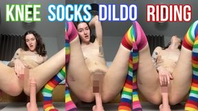 Knee socks dildo riding