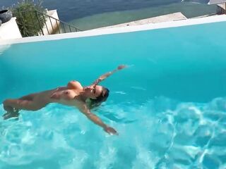 Pretty Monika Fox Swims Stripped In Pool In Gorgeous Place