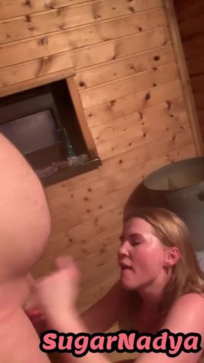 I had to jerk off his fat dick in sauna