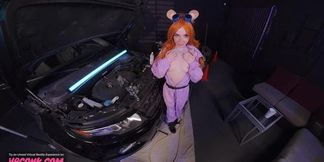 VR Conk Demi Hawks rides and gets creampied in cute Gadget cosplay