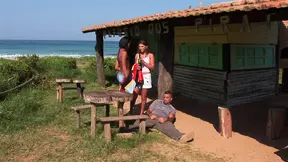 Naughty farm nymphs share farmer in wild anal threesome