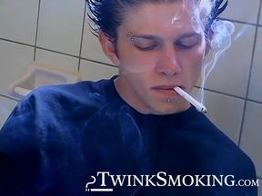 Hot Ian Madrox was caught smoking and jacking off in the bathroom