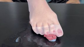 2hotfeet4you - Sexy white nylons play with little cock