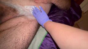 Lanista Bear gets his groins creamed and soothed due to red raw skin request inc cumshot