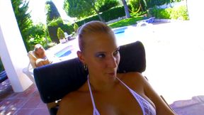 Short-haired blonde gets fucked on the ground