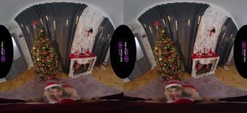 Christmas elf stuffed with fat cock while teasing her tiny ass
