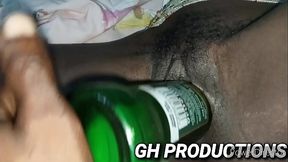 Club bottle in Yaa yaa'_s pussy and ass