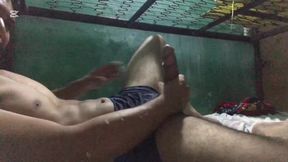 Young Latino big cock masturbates his cock