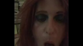 Vajuliecd fucks herself with a big glass cock!