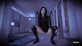 perfect anal - goth girl used as a fuck doll in ruined building