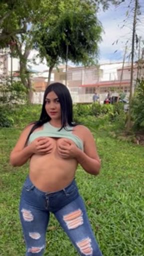 latina showing her boobs in public behind grannies, she is arrested by the police