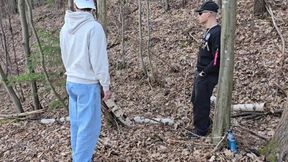 Outdoor Sex in the Woods with My Gay Slut - He Sucked Me Before Taking My Dick Bareback