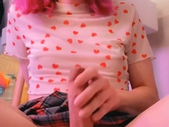 Big Tits Tranny Strokes her Big Cock