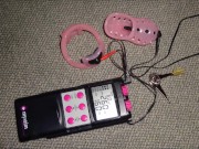 Estim e-stim electro cum milking with pink chastity device