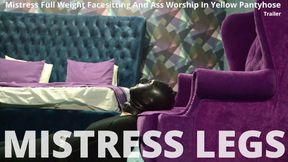 Mistress Full Weight Facesitting And Ass Worship In Yellow Pantyhose