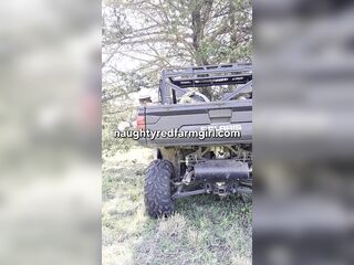 Naughty Red Farmgirl Bangs herself all over farm begging to be bred