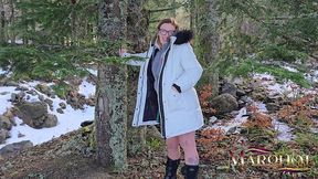 urbex foret enneigee a cote d’une cascade : je suce mon mec et un promeneur, il me baise la chatte dans la neige pendant que je suce mon mec – puis mon mec me prend, mais stoppe par des randonneurs