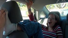 Car Tickling - Rayne's Sock-Surprise Ride