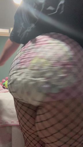 Chubby princess plays in her diaper