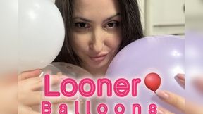 Busty brunette gets hot and satisfies her balloon fetish