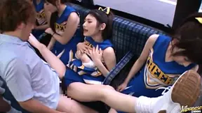 Seductive Japanese Cheerleaders Boarding Bus For Hot Group Sex Action