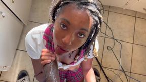 This Hot College Girl Came Over to Visit My Stepdaughter but Found She Love to Suck Big Black Cocks