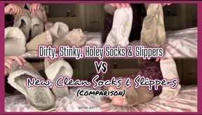 Dirty, Stinky, Holey Socks & Slippers Vs New, Clean Socks & Slippers (Comparison)