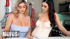 Chloe Surreal and Jasmine Wilde get their big tits and pussies pounded by Apollo and Apollos in a wild threesome