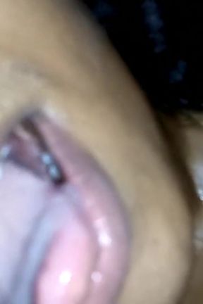 Indian Cum in Mouth and Nose While Slow Deepthroat and She Swallow It