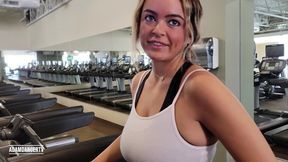 Real Amateur college girl at the gym takes me to her car to fuck in public parking garage.