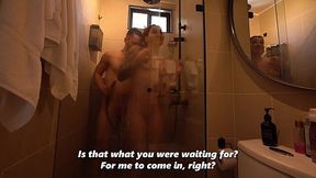 Hot roommate barges in and pounds my tight ass while I'm soaping up in the shower
