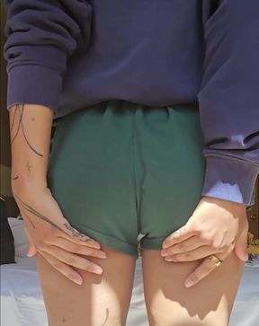 Curvy girl gets her big booty spanked and teased