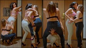 4K Lesbian Girlfriends in Jean and Heels