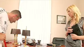 Horny boss takes advantage of her mature stud employee