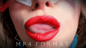 Poppy Red Lipstick Blowing Bubbles (HD) MP4