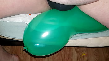 Chubby guy balloon bursting