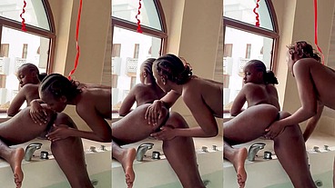 Female lovers touch each other