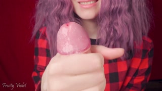 Roomie caresses the cock for the first time and is surprised by the cum POV