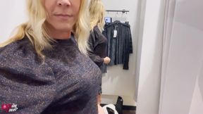 Blonde Slut with Plug in Ass in the Locker Room