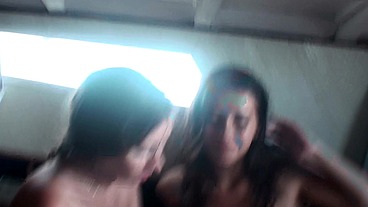 PillowGirls - 3 girls below deck play with fruit and pussy