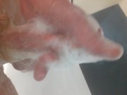 Stroking my small soapy cock in the shower