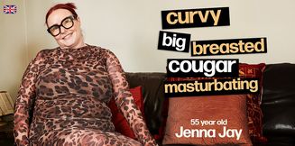 Jenna Jay is a 55 year old curvy cougar with big tits who loves to play with her big shaved pussy