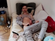 Jerking off while watching porn video