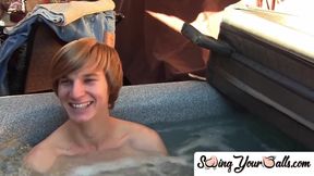 SwingYourBalls.com - Skinny blond amateur plays with his balls while masturbating