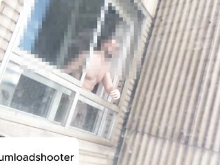 I go out onto the balcony in nature's garb with my large uncut soft penis hanging off...will anyone watch me exposed?