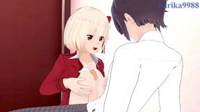 Adorable anime girl Chisato Nishikigi gets intense 3D sex in a restroom