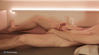 Soloteenguy's solo anal play with cumshot screams in twink's ear